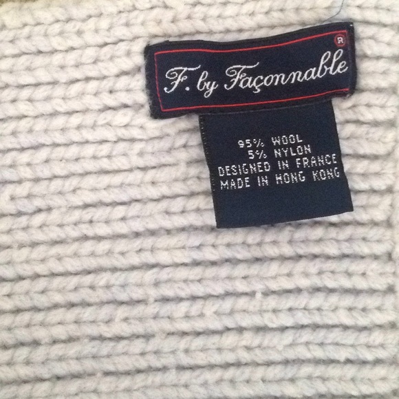 FACONNABLE PALE BLUE WOOL BLEND SCARF 11.5" X 72" - Picture 2 of 3